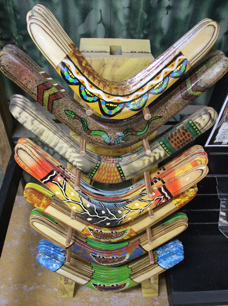 genuine indigenous artwork hand painted boomerangs at rainforestation kuranda